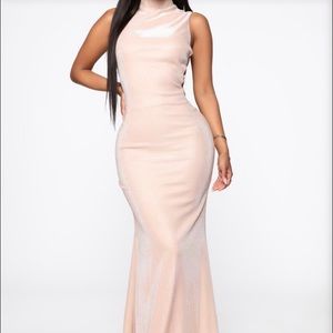 Flash Back Metallic Maxi Dress - Blush